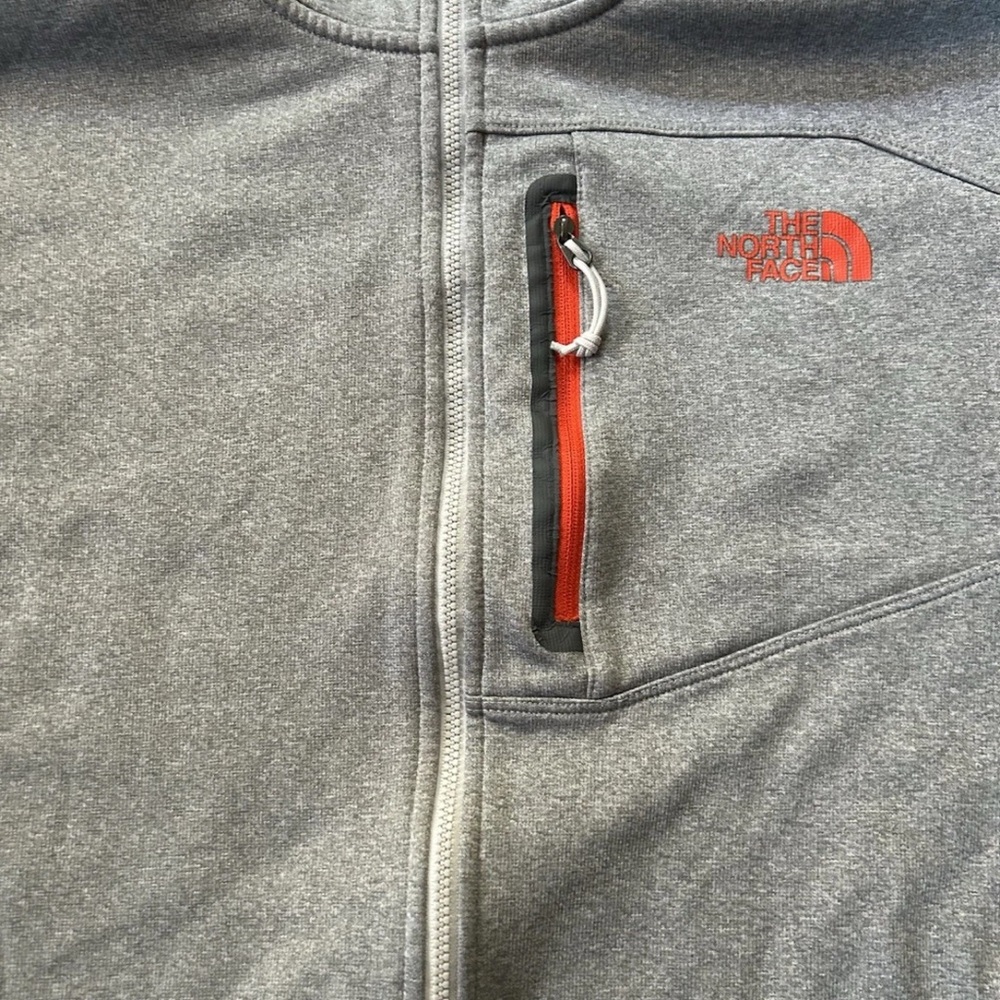 Men's The North Face Medium Lite Full Zip Jacket Heather Grey & Orange Accents